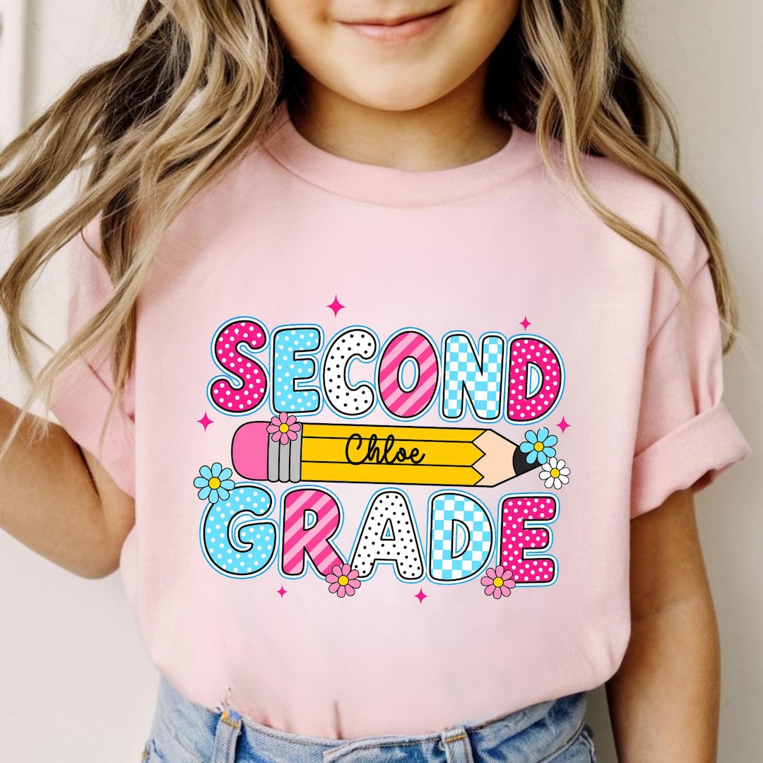 Personalized Second Grade Shirt Custom Kids Name Back to School Tee 2nd ...