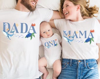 Family Matching Under the Sea Birthday Shirts, Pastel Ocean Theme, Neutral 1st 2nd 3rd Birthday Outfit, Oneder the Sea Boys Birthday Shirt