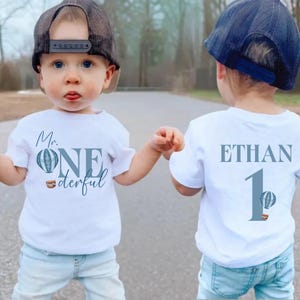 Hot Air Balloon Mr Onederful Shirt, Custom Little Mr Onederful tshirt, Mr One-derful Birthday Party Outfit Blue Balloon Mr OneDerful Boy Tee