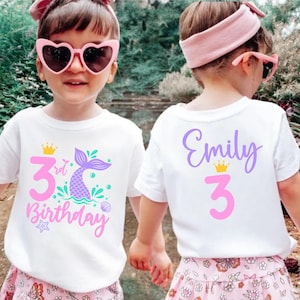 Personalized Mermaid Birthday Girl Shirt, Custom Mermaid Birthday Kids Name T-Shirt, Birthday Kids Shirt, Birthday Girl Toddler T-Shirt