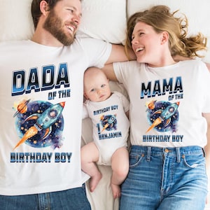Astronaut Family Matching Birthday 1st to 9th Birthday Rocket Astronaut Themed T-Shirts, Family Matching Birthday Boy Space Themed Shirts
