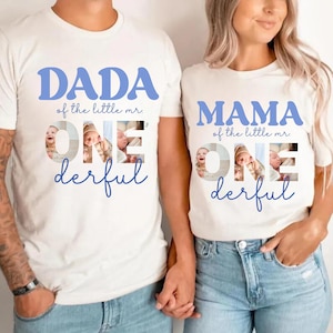 Custom ONEderful First Birthday Family Matching Shirts, Custom Kids Photo Shirt Personalized Mr Onederful 1st Birthday Outfir Boys Photo Tee