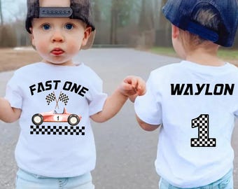 Personalized Fast One Birthday Shirt, Red Race Car 1st Birthday Shirt, Custom 1st Birthday Shirt Family ,   Race Car First Birthday Outfit