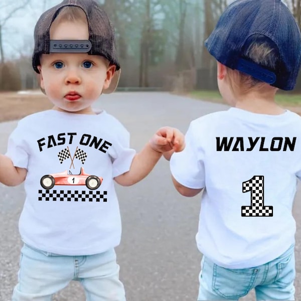 Personalized Fast One Birthday Shirt, Red Race Car 1st Birthday Shirt, Custom 1st Birthday Shirt Family ,   Race Car First Birthday Outfit