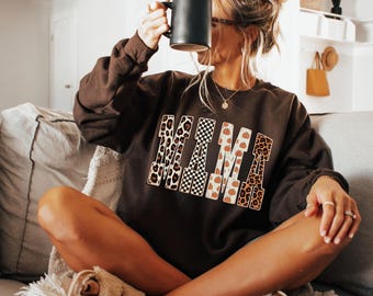 Fall Mama-sweater, Fall Mama Coquette-shirt, leuke herfstcadeaus voor moeder, Thanksgiving Mama-shirt, Pumpkin Season Mom Crewneck Mama Halloween