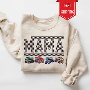 Monster Truck Mom Sweatshirt Pit Crew Shirt Monster Truck Shirt Boy Birthday Party Shirt New Mom Boy Baby shower Gift  Monster Truck Mom Tee