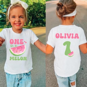 Personalized Watermelon Birthday Shirt, One In A Melon Theme First Birthday Shirts, Custom Watermelon 1st Birthday Matching Shirts 1st bday