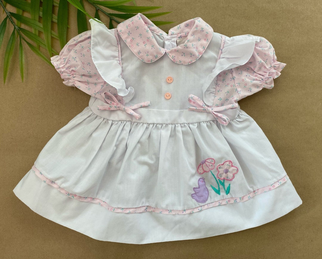 Vintage 1990s Mini Togs Pink and White Dress With Peter Pan Collar, and ...