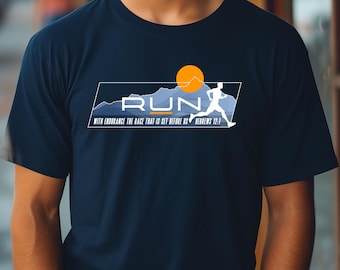 RUN the Race Adult T-Shirt- Christian Men's Shirt - Hebrews 12:1