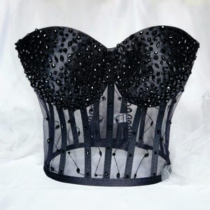 Corset Bustier Stone Model Handmade Black Corset Firming Corset Back Tie Special Design Wedding Cosplay Party Corset