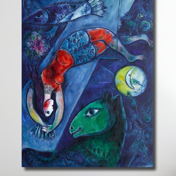 Marc Chagall Canvas Wall Art Print,Chagall Exhibition Museum of Modern Art, Vintage Exhibition Poster Art, Marc Chagall Exhibition Poster