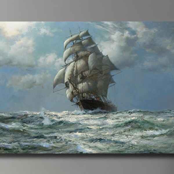 Tableau Sur Toile "The Proud Ship" Par Montague Dawson - Cadre En Bois, Prêt à Accrocher - Décor Marin Et Bateaux