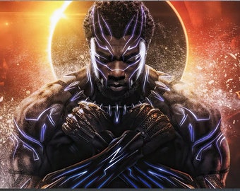 Black Panther Canvas Wall Art, Unleash Your Inner Hero:  Black Panther Print Poster, Bring the Legendary Black Panther to Your Walls