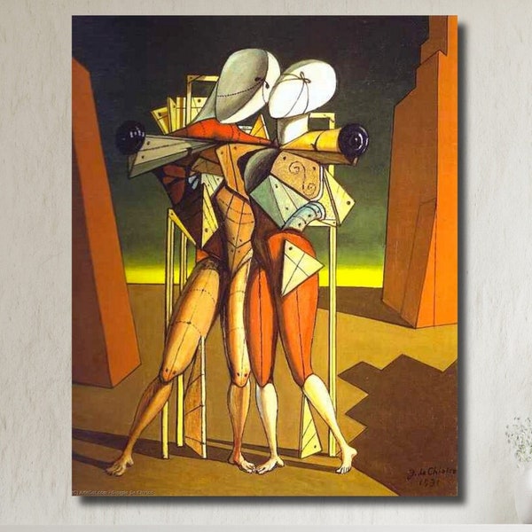 Toile d'art murale Hector et Andromaque par Giorgio De Chirico, impression décoration d'intérieur, prête à accrocher, poster Giorgio De Chirico, poster cubisme