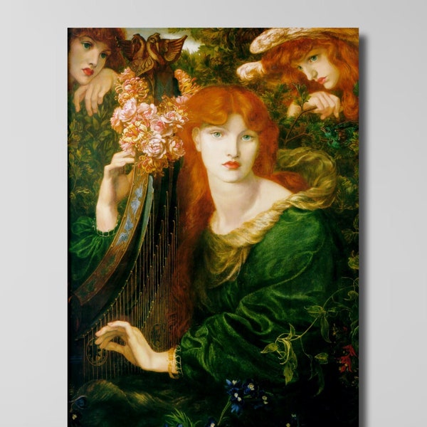 Dante Gabriel Rossetti Canvas, The Garland Reproduction Print 1873, Vintage Canvas Print Dante Gabriel Rossetti,Painting,Home Decor,Wall Art