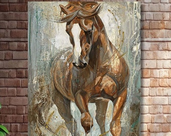 Horse Painting Modern Large Canvas ,Horse Poster,Wall Decor,Home Decor,Wall Poster,Canvas Wall Art Print,Canvas Art Prints, Animals Canvas