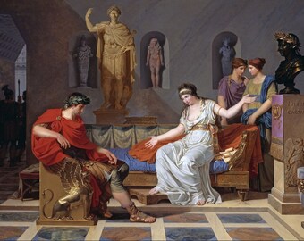 Louis Gauffier:Cleopatra and Octavian Poster / Print, Fine Art Print/Poster, Louis Gauffier Canvas Wall Art, Cleopatra and Octavian Painting