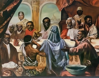 Last Supper | Cornell Barnes | African American | Black Art | Unframed | Home Decor | Religion | History | African American Canvas |Wall Art