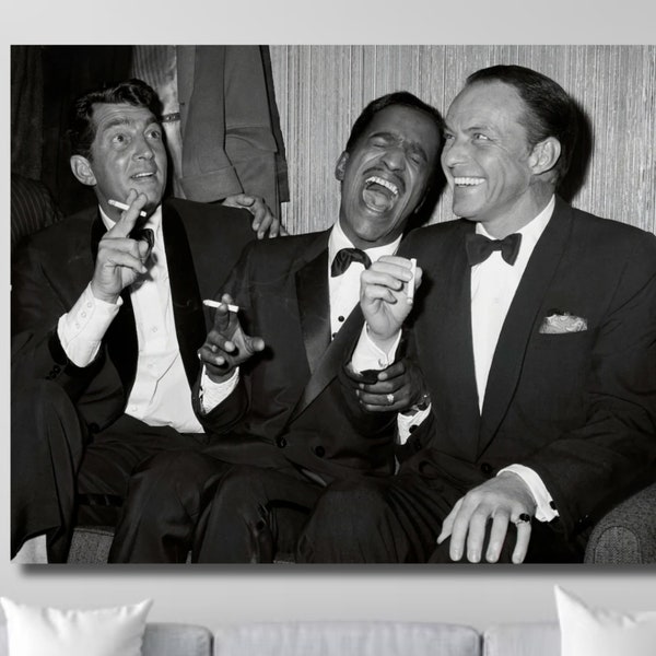 The Rat Pack - Dean Martin, old Hollywood glam [730-1244], Sammy Davis Jr. and Frank Sinatra c. 1961 - black & white, vintage celebrities