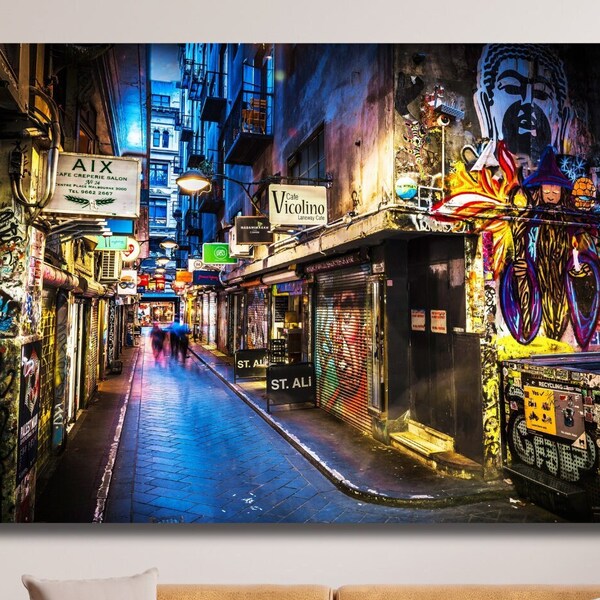 Graffiti Photography, Melbourne Print, Street Art Wall Photo, Centre Place, Laneway Print Boyfriend Gift for Him, Melbourne Canvas Wall Art