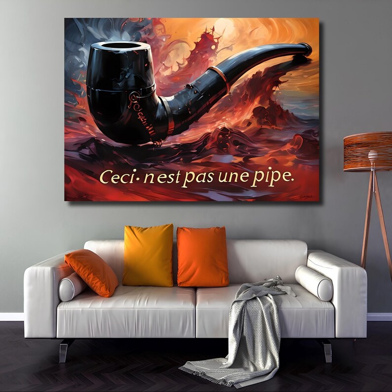 René Magritte Print Canvas Wall Art,ceci Nest Pas Une Pipe Poster Canvas Wall Art by Rene