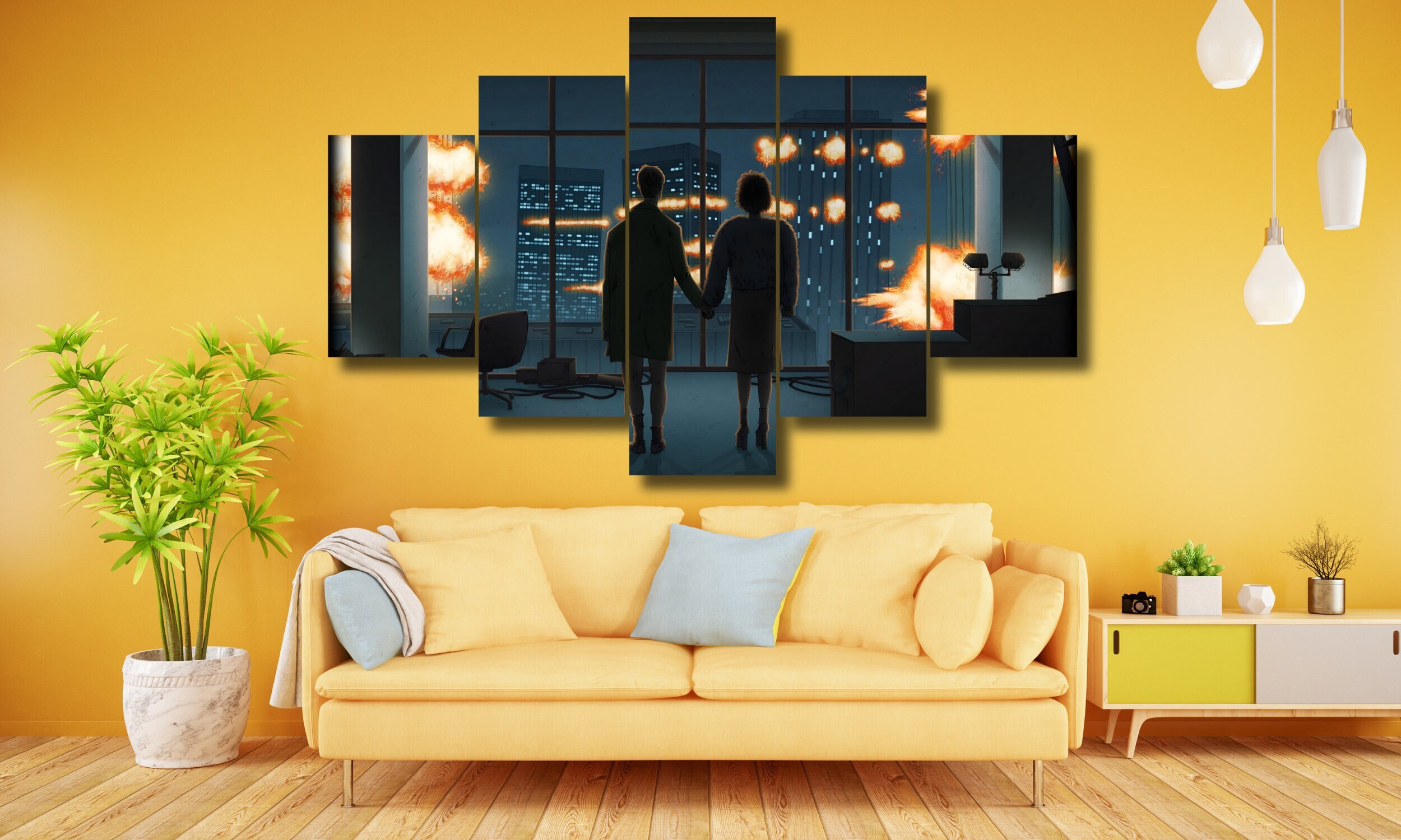 Man and Woman Silhouette Canvas Wall Art Canvas Printfight Etsy