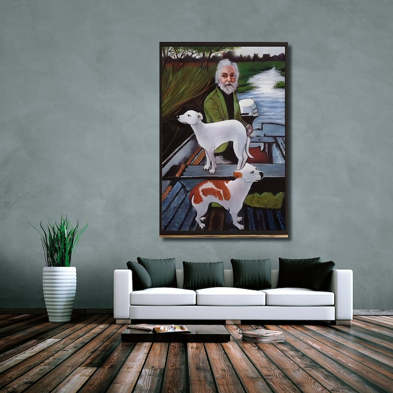 Goodfellas Old Man and Dogs Wall Art Painting Poster, Framed Goodfellas