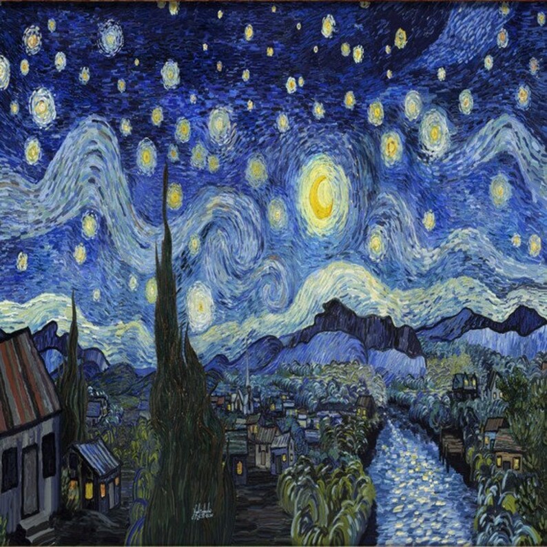 Starry Night by Van Gogh Wall Art, Starry Night Poster, Starry Night
