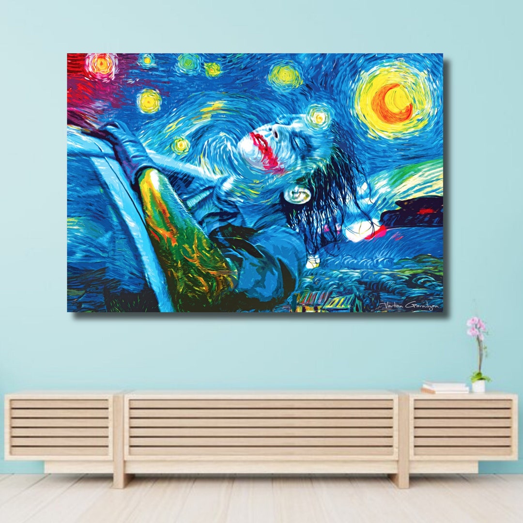 Joker Starry Night Canvas Wall Art/dinning Room/extra Large Wall Art
