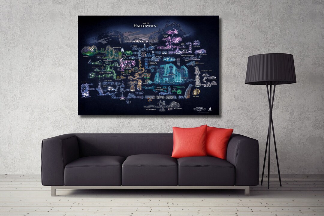 Map of Hallownest Wall Art, Explore the Depths: Navigate the Mysteries of the Vast Kingdom 