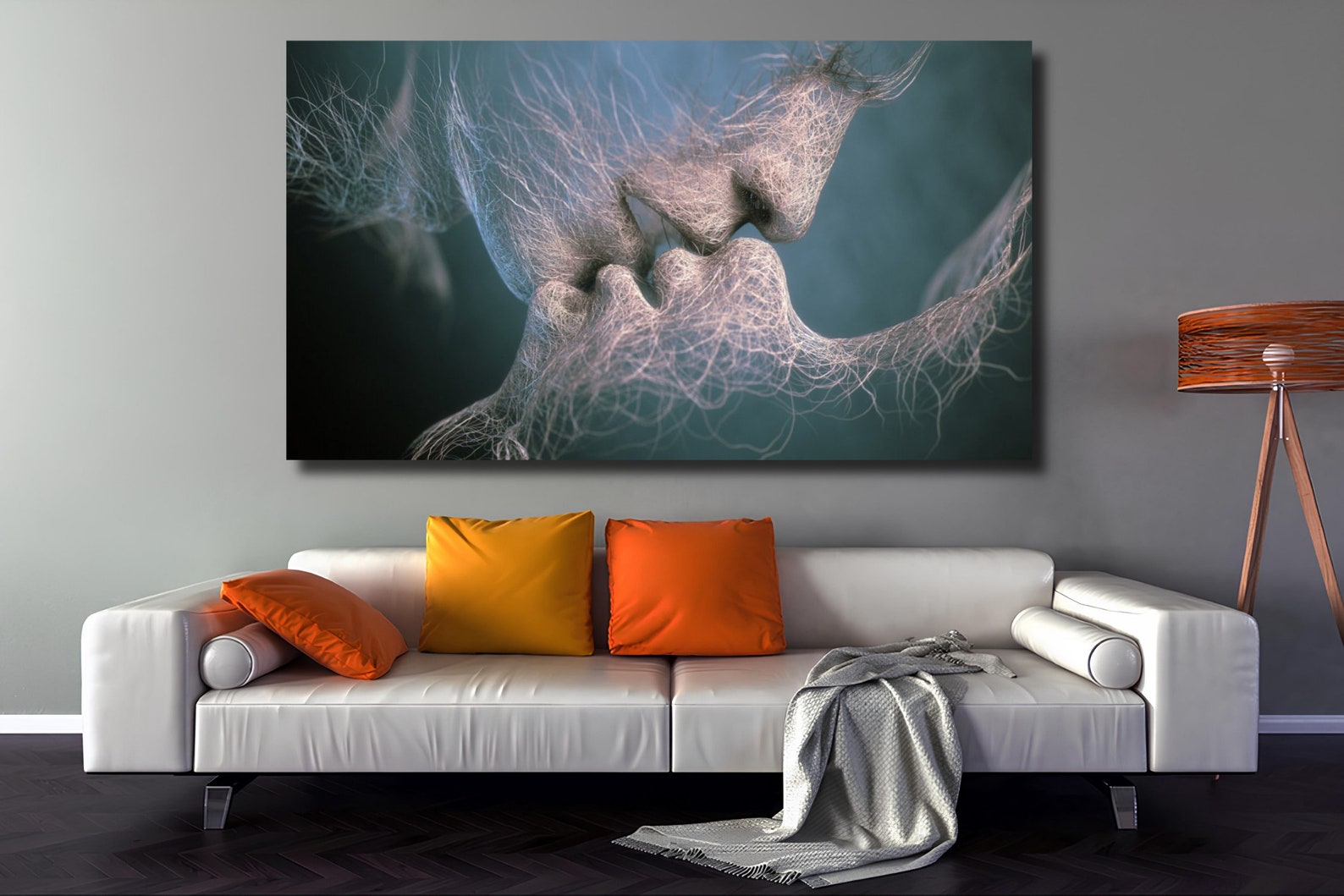 Abstract Kissing Painting, Kissing Couple Canvas, Kissing Canvas, Romantic Wall Art, Erotic Wall