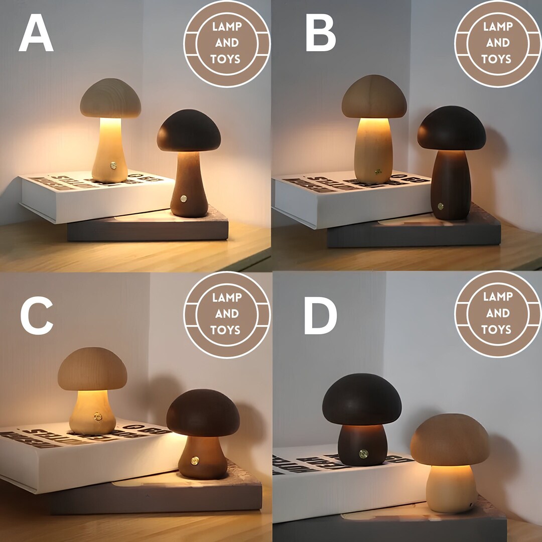 ORIGINAL HANDCARVED WOODEN Mushroom Lamp Wooden Home Decor - Etsy