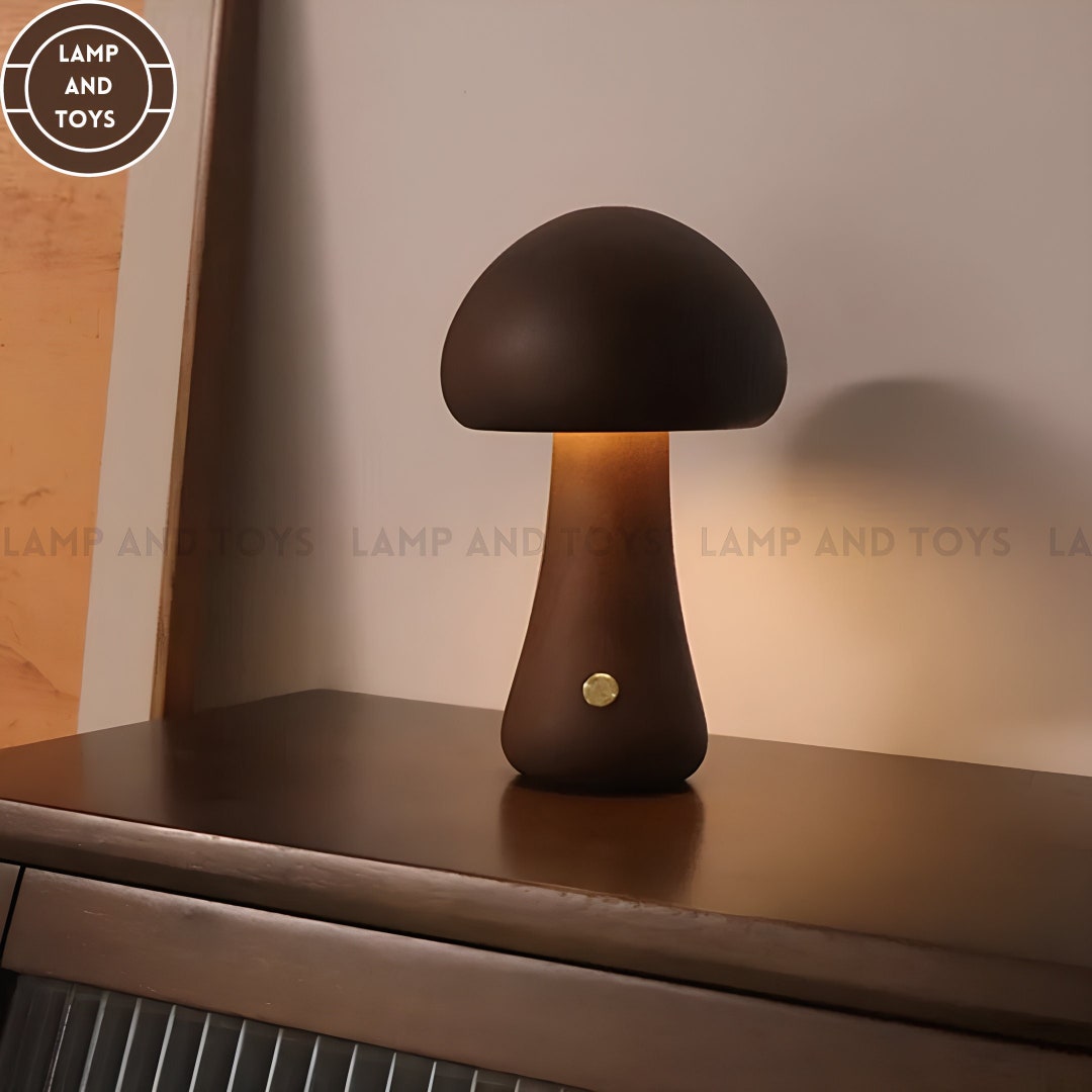 ORIGINAL HANDCARVED WOODEN Mushroom Lamp Wooden Home Decor - Etsy