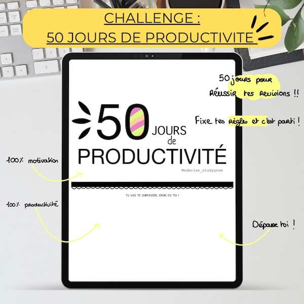 50 DAGEN PRODUCTIVITEIT: uitdagingsstudie, planner, planning, trackers..