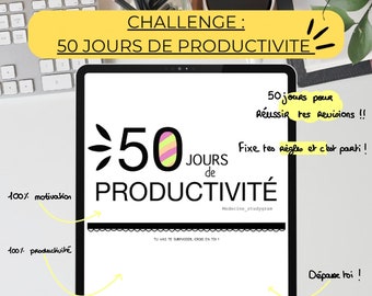 50 JOURS DE PRODUCTIVITE : challenge study, planner, planning, trackers..