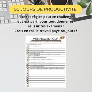 50 JOURS DE PRODUCTIVITE : challenge study, planner, planning, trackers.. image 4