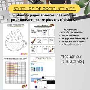 50 JOURS DE PRODUCTIVITE : challenge study, planner, planning, trackers.. image 3