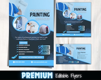 Painting Services Flyer & Business Card Template (Digital Download)