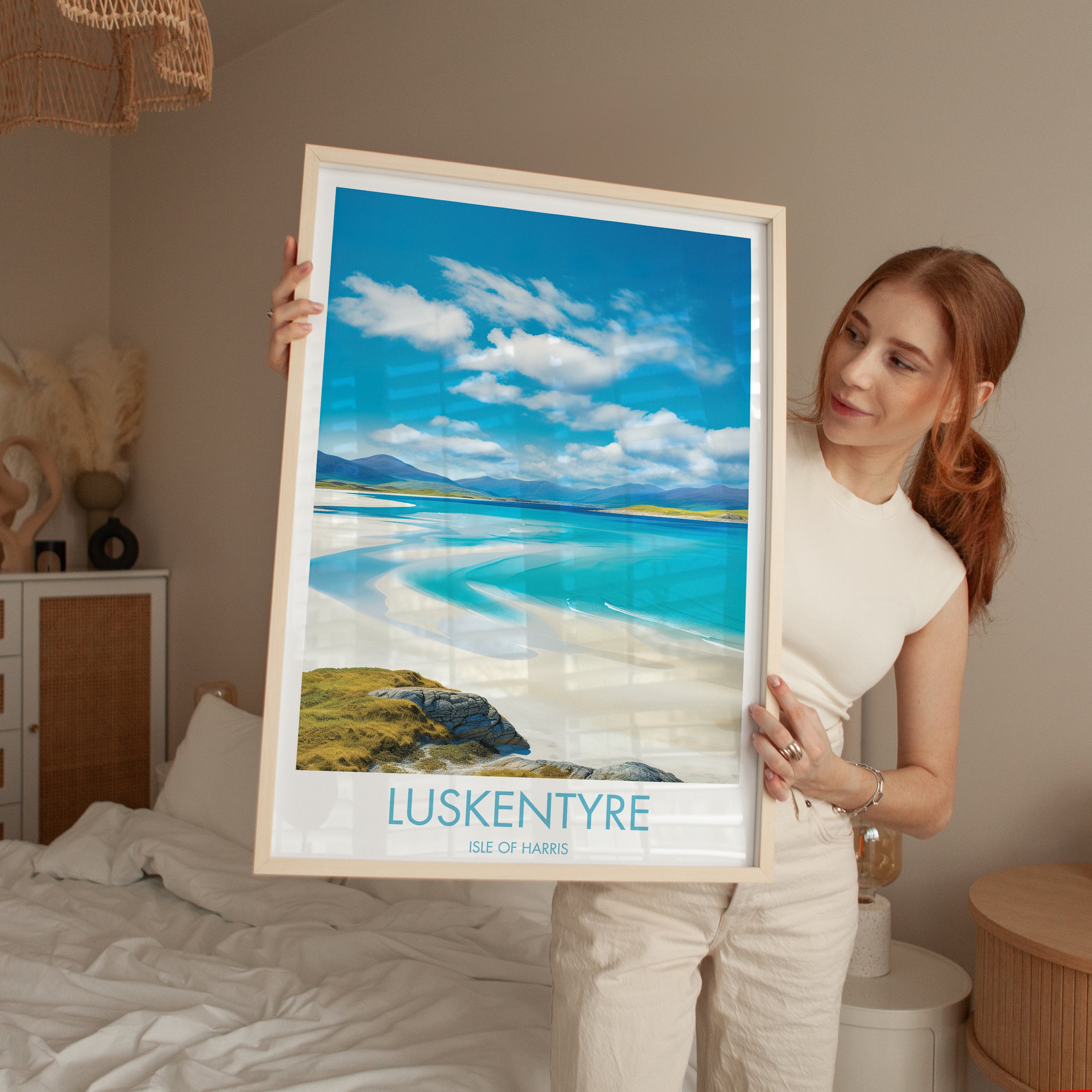 Luskentyre Beach Print Travel Poster Luskentyre Scotland Travel Print, Art Prints, Graphic Print, Poster, Print in Minimal Style Gift