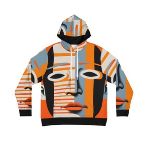 Abstract Face Hoodie V1 Orange & Black