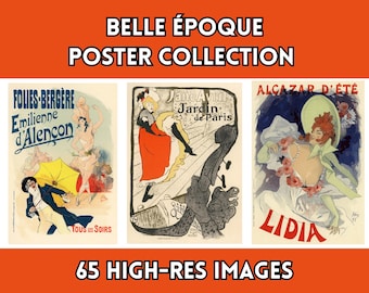 Belle Époque Poster Set: Art Nouveau French Prints (Digital Download, 65 JPGs, 5x7")