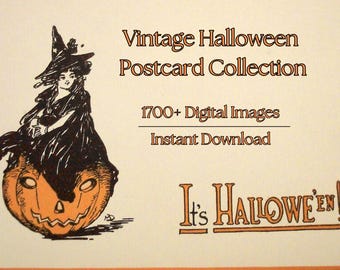 Giant Halloween Postcard Image Collection - 1700+ Antique Digital Images Crafts, Printables & Commercial Use - Unmastered