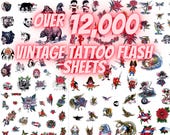 12,000+ Vintage Tattoo Flash Sheets: Classic Design Collection (Digital Download)