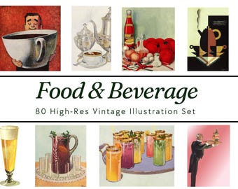 Vintage Food & Drink Art Prints: 80 High-Res Images (Digital Download)