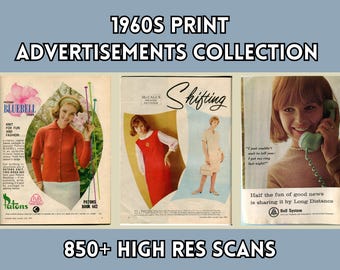 1960s Magazine Ads: Retro Print Ephemera Bundle (Digital Download)