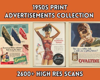 Vintage 1950s Advertising Ephemera: Mid-Century Retro Art (Digital Download)