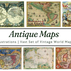 旧世界地図コレクション - 高解像度の地図デジタルプリント 80 枚 | 300 DPI で 8.5 x 10 インチ。即時デジタルダウンロード