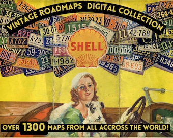 Vintage Road Map Collection: 1300+ High-Res Scans for Junk Journals (Digital Download)