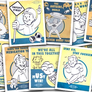 Conjunto de pôsteres Fallout Vault Boy Vault-Tec - 12 pôsteres digitais de alta resolução da série de videogames - 10x12 polegadas a 300 dpi - para impressão