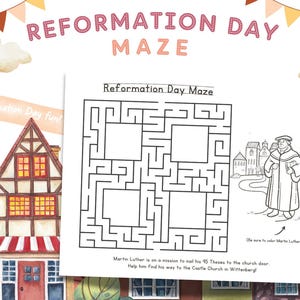 &quot;Druckbares &quot;&quot;Reformationstag-Spiel&quot;&quot; Martin Drucker &quot;&quot;Reformationstag-Labyrinth&quot;&quot; zum sofortigen Download.&quot;
